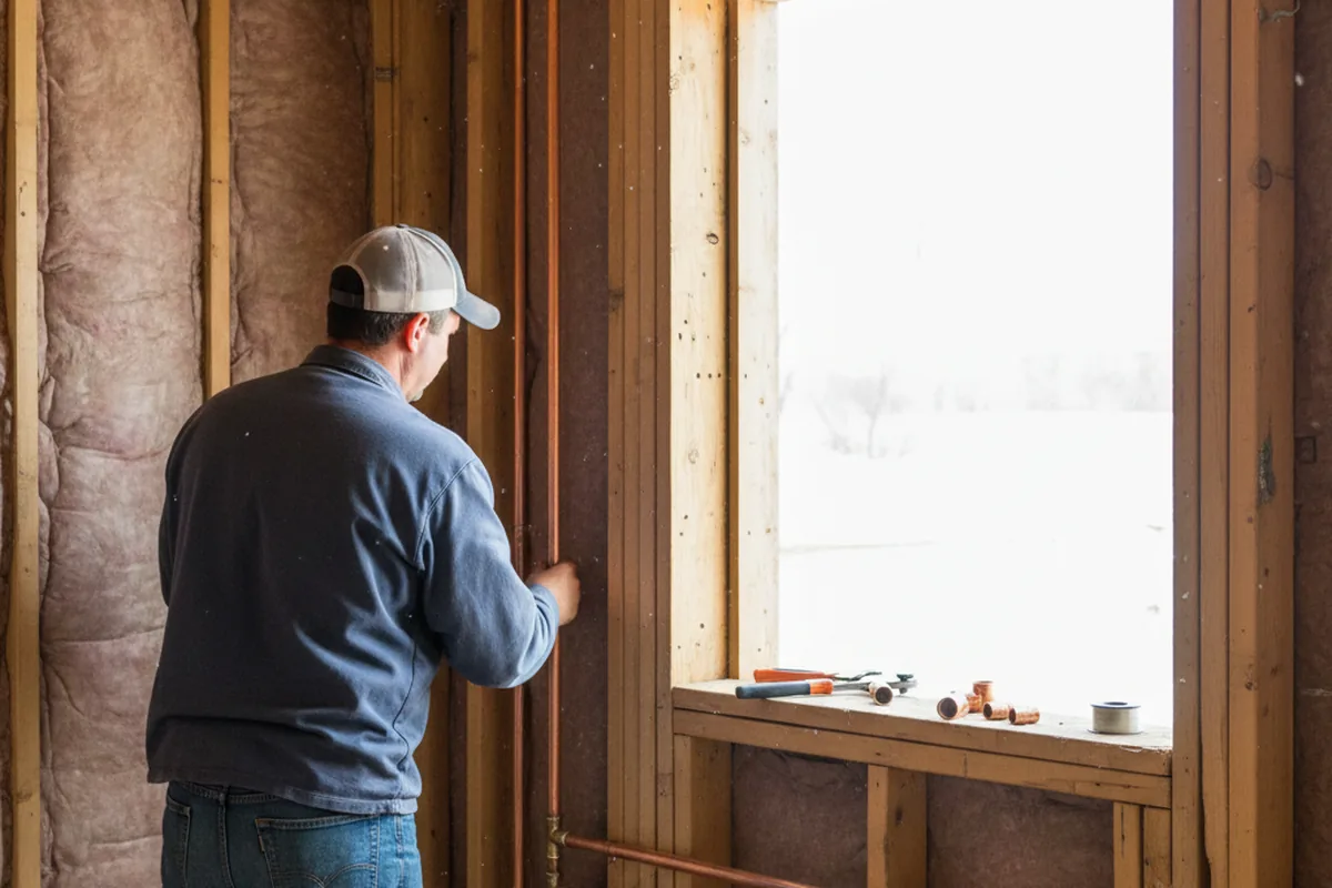 Licensed plumber running new copper supply lines in a State Road home