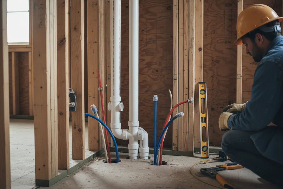 Drain and supply rough-in during Leak Detection in State Road